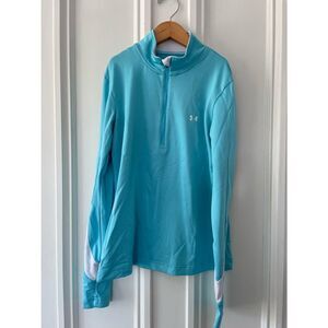 Under Armour light turquoise and white athletic  zip top long sleeve M
